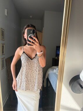 miami Cream & Black Leopard Lace-Trim Tank